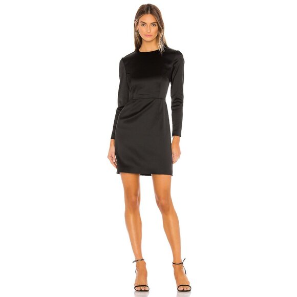 Theory Black Satin Long Sleeve Mini Dress Size 2 - 2494 - Picture 1 of 15